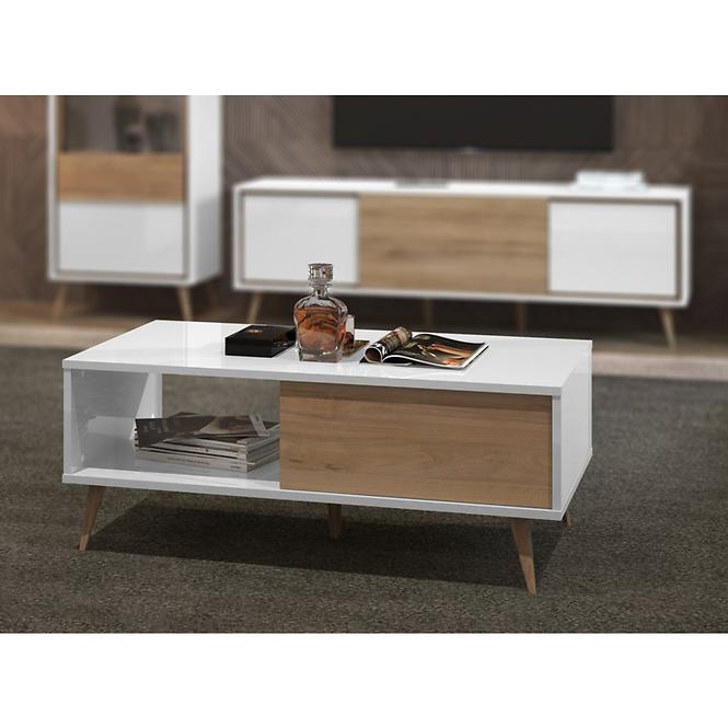 Konferenčný stolík Vida KLS lakované  pacific walnut/crystal white