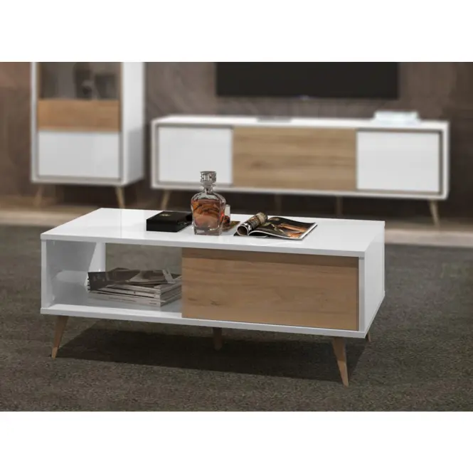 Konferenčný stolík Vida KLS lakované  pacific walnut/crystal white,4
