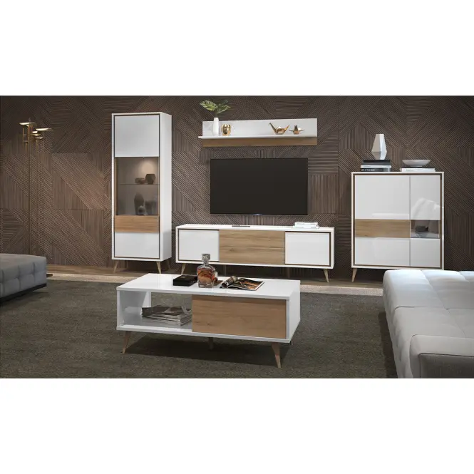 Konferenčný stolík Vida KLS lakované  pacific walnut/crystal white,6