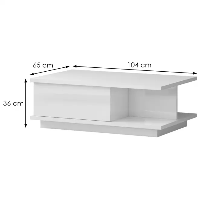 Konferenčný stolík Piano KLS-1F-70/KA/70 lakované crystal white,2