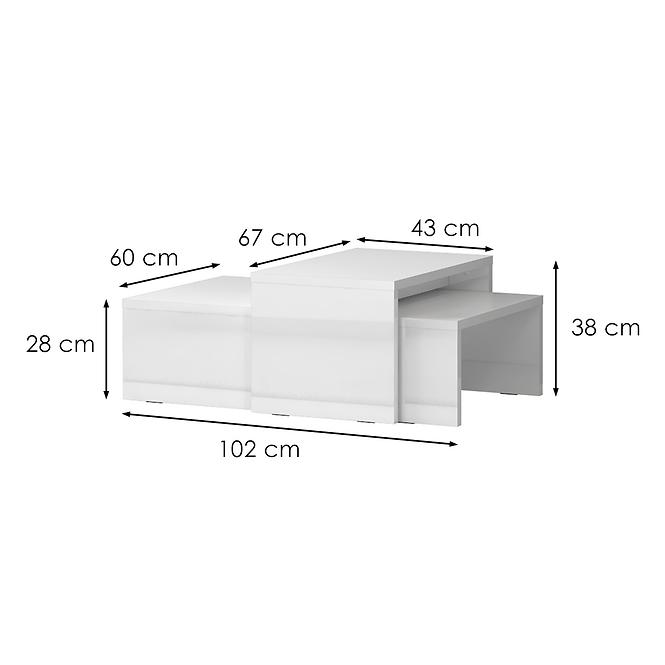 Konferenčný stolík Piano SET2-70/KA/70 lakované crystal white