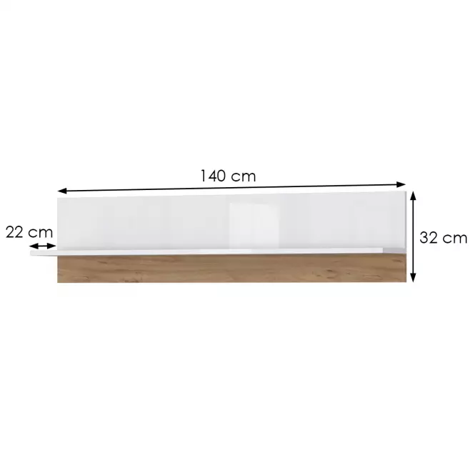 Polička Brio VP lakované pacific walnut/crystal white