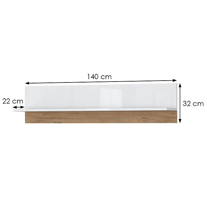 Polička Brio VP lakované pacific walnut/crystal white