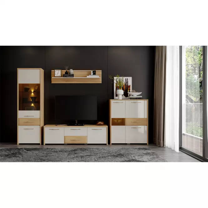 Polička Gala VP135/GL lakované pacific walnut/beige
