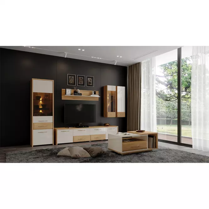 Polička Gala VP92/GL lakované pacific walnut/beige