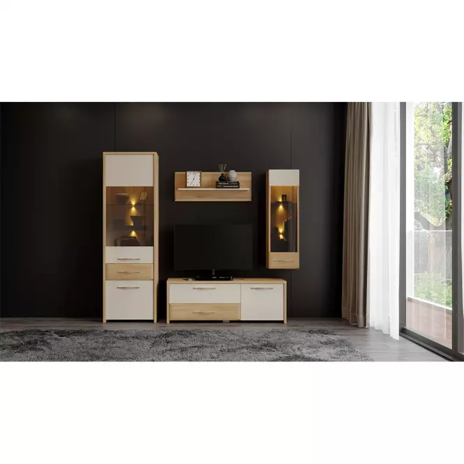 Polička Gala VP92/GL lakované pacific walnut/beige