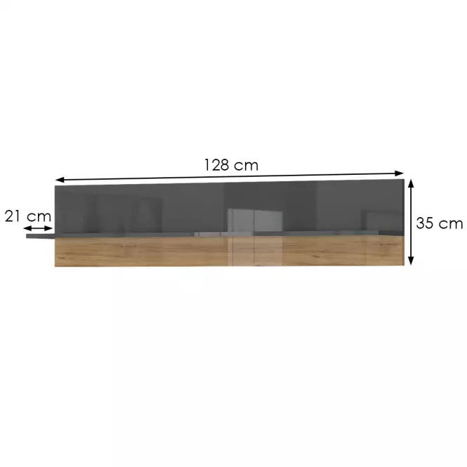 Polička Onyx VP128/ON lakované anthracite/pacific walnut