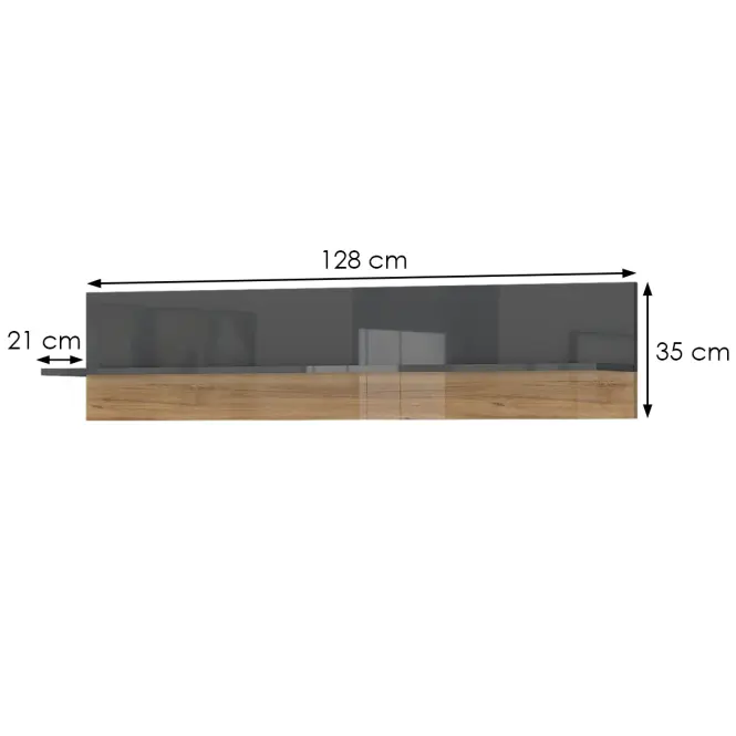 Polička Onyx VP128/ON lakované anthracite/pacific walnut,2