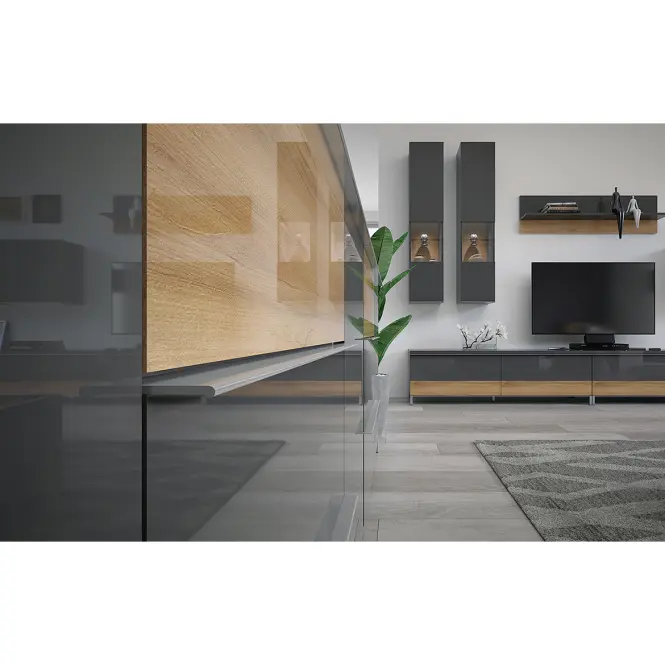 Polička Onyx VP128/ON lakované anthracite/pacific walnut,4
