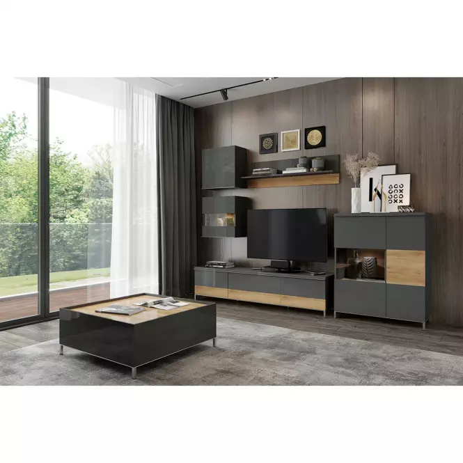 Polička Onyx VP128/ON lakované anthracite/pacific walnut