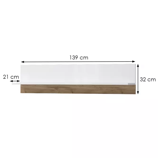 Polička Stela VP1 lakované tobacco/crystal white