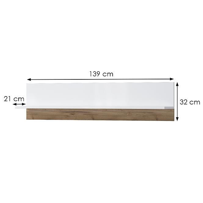 Polička Stela VP1 lakované tobacco/crystal white