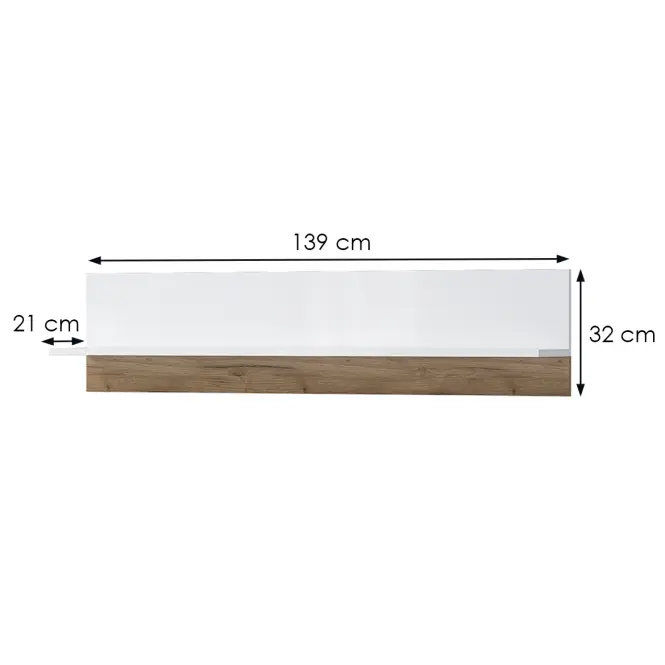 Polička Stela VP1 lakované tobacco/crystal white,2