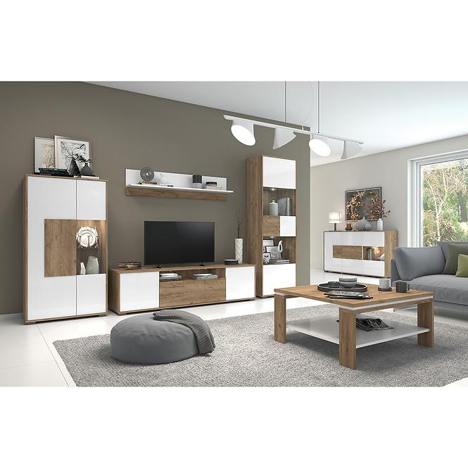 Polička Stela VP1 lakované tobacco/crystal white