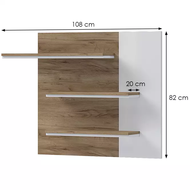 Polička Stela VP lakované tobacco/crystal white,2