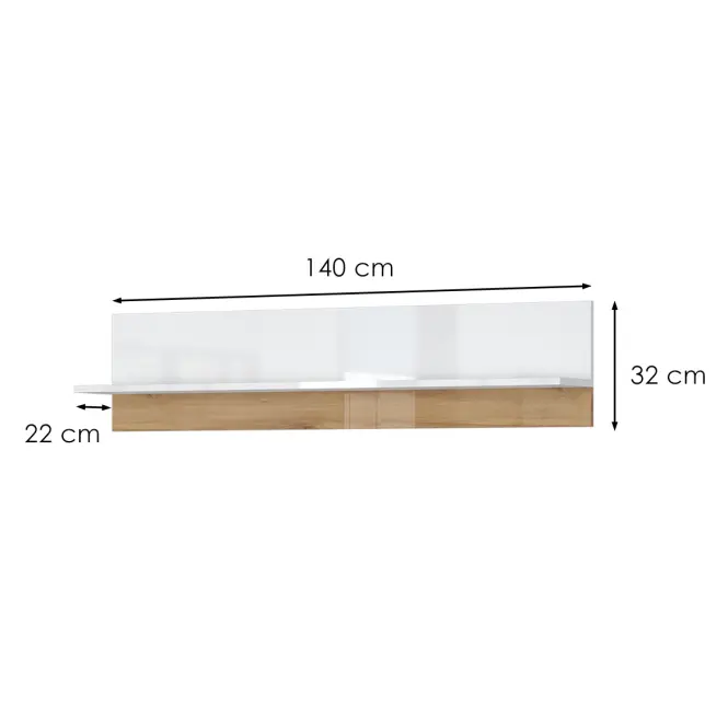 Polička Vida VP lakované pacific walnut/crystal white,2