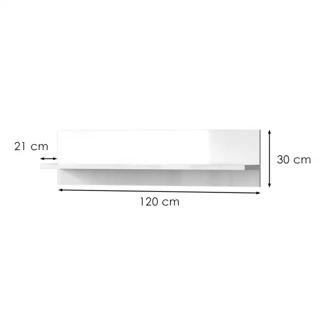 Polička Piano VP120/PN-70/KA/70 lakované crystal white