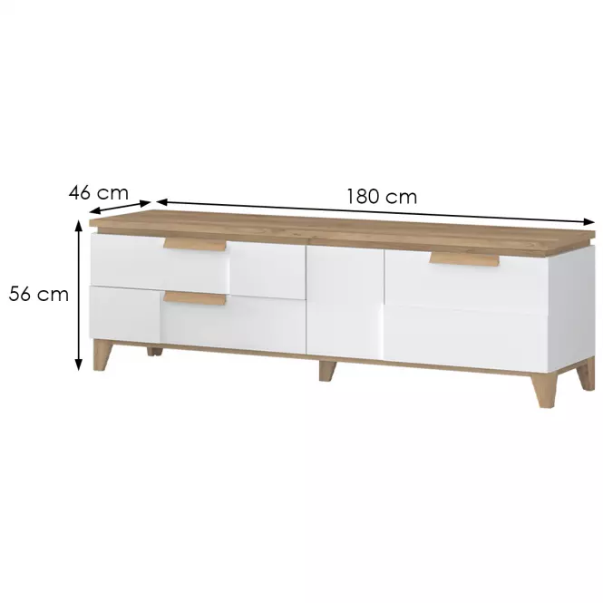 TV stolík Brio TV lakované pacific walnut/crystal white