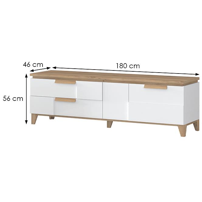 TV stolík Brio TV lakované pacific walnut/crystal white