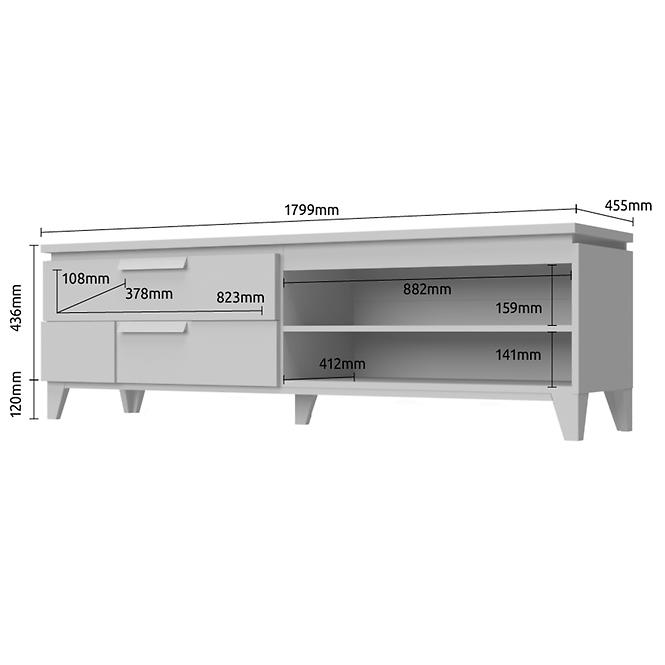 TV stolík Brio TV lakované pacific walnut/crystal white