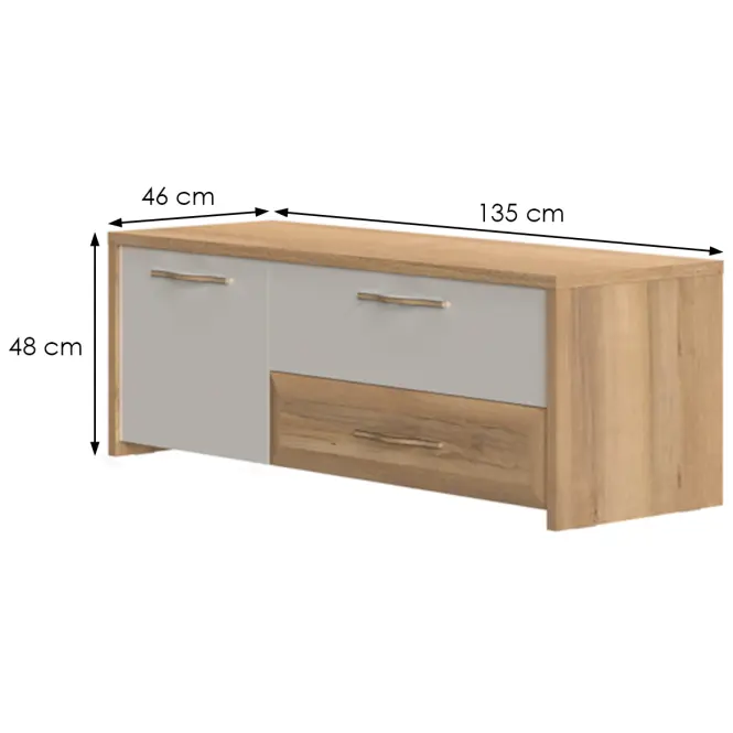TV stolík Gala TV135-1K2F/GL lakované pacific walnut/beige,2