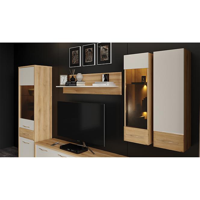 TV stolík Gala TV135-1K2F/GL lakované pacific walnut/beige