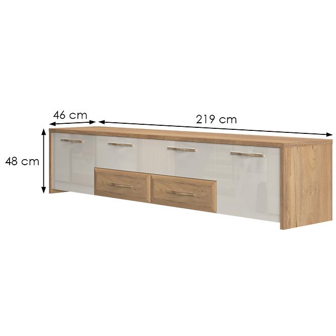 TV stolík Gala TV220-2K4F/GL lakované pacific walnut/beige