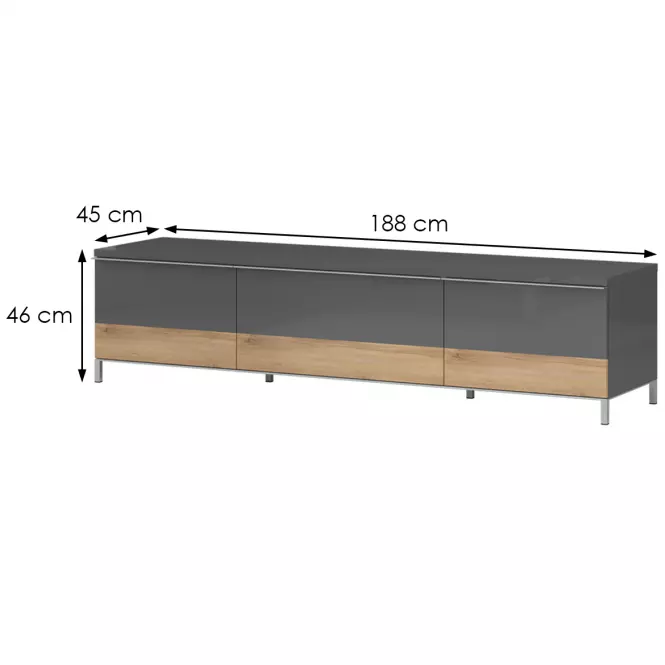 TV stolík Onyx TV180-2K1F/ON lakované anthracite/pacific walnut,2