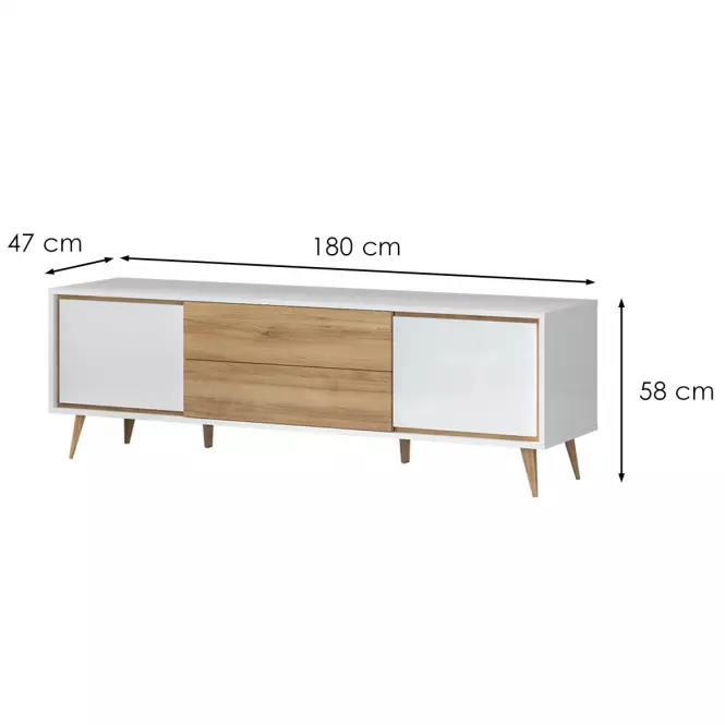 TV stolík Vida TV lakované pacific walnut/crystal white