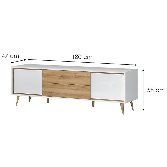 TV stolík Vida TV lakované pacific walnut/crystal white