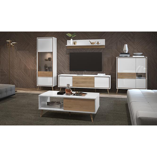 TV stolík Vida TV lakované pacific walnut/crystal white