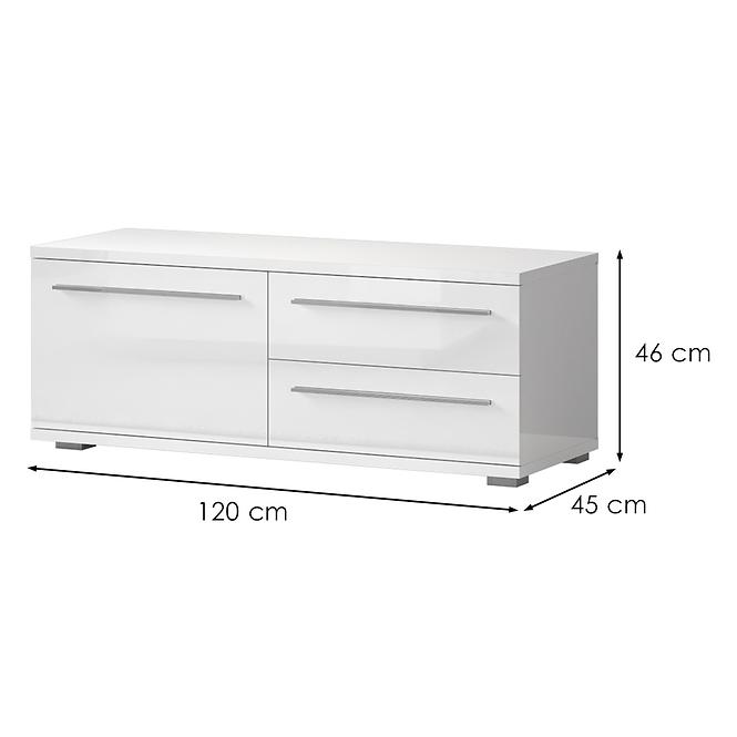 TV stolík Piano TV120-1K2F/PN-70/KA/70-70/KA/70 lakované crystal white