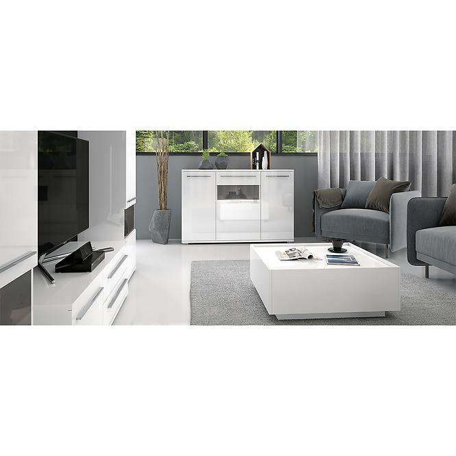 TV stolík Piano TV120-1K2F/PN-70/KA/70-70/KA/70 lakované crystal white