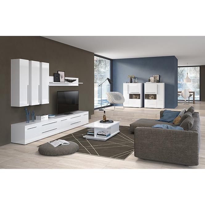 TV stolík Piano TV120-1K2F/PN-70/KA/70-70/KA/70 lakované crystal white