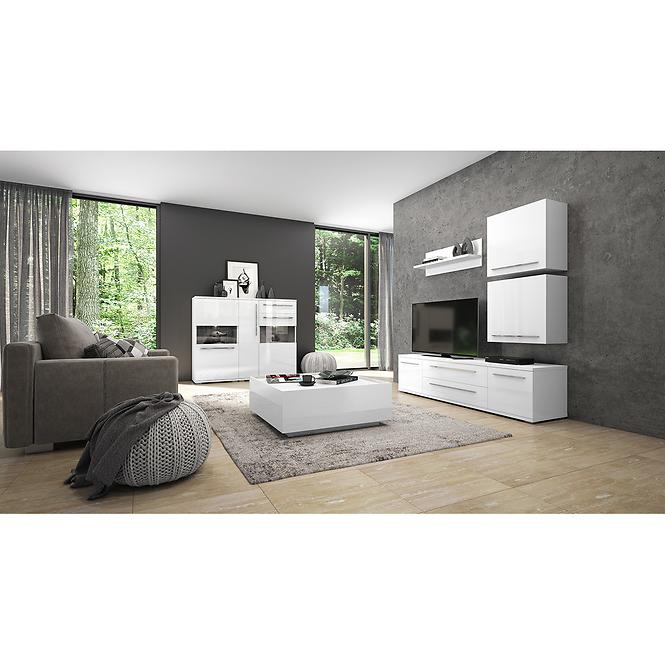 TV stolík Piano TV120-1K2F/PN-70/KA/70-70/KA/70 lakované crystal white