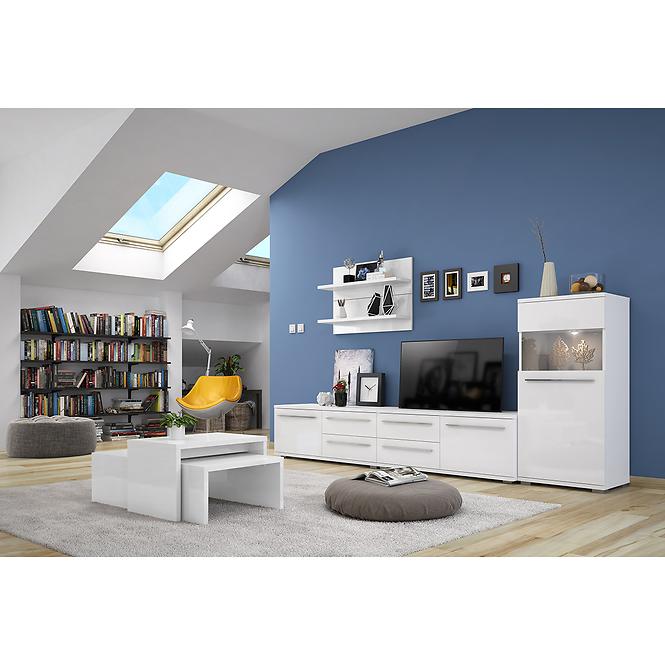 TV stolík Piano TV120-1K2F/PN-70/KA/70-70/KA/70 lakované crystal white