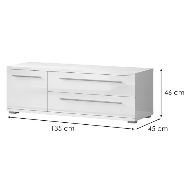 TV stolík Piano TV135-1K2F/PN-70/KA/70 lakované crystal white