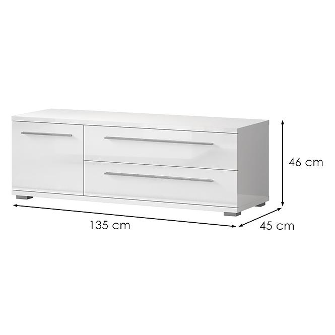 TV stolík Piano TV135-1K2F/PN-70/KA/70 lakované crystal white