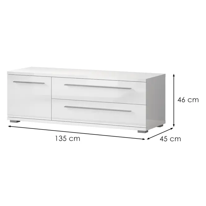 TV stolík Piano TV135-1K2F/PN-70/KA/70 lakované crystal white,2