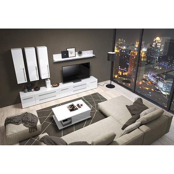 TV stolík Piano TV135-1K2F/PN-70/KA/70 lakované crystal white