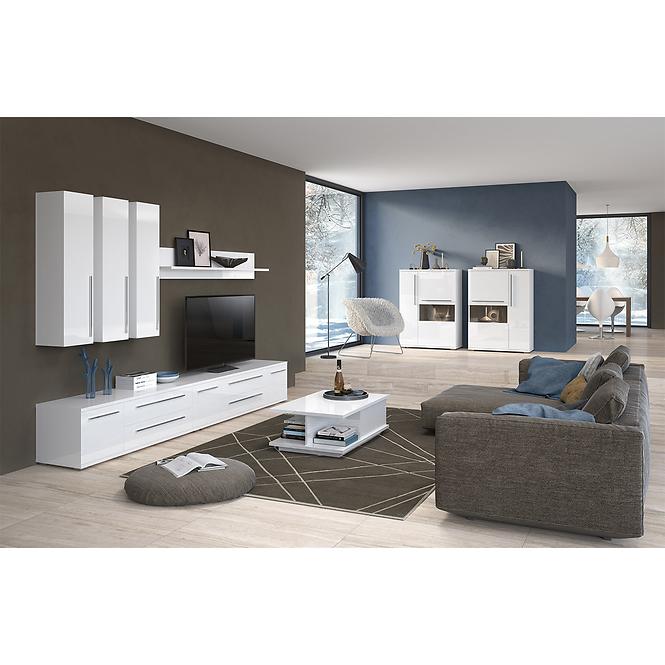 TV stolík Piano TV135-1K2F/PN-70/KA/70 lakované crystal white