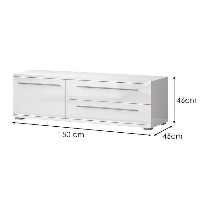 TV stolík Piano TV150-1K2F/PN-70/KA/70 lakované crystal white