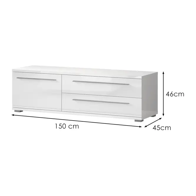 TV stolík Piano TV150-1K2F/PN-70/KA/70 lakované crystal white,2