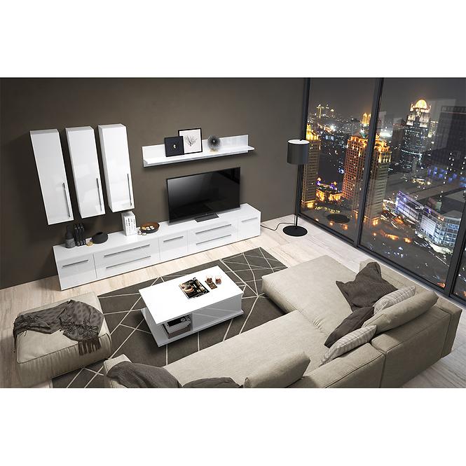 TV stolík Piano TV150-1K2F/PN-70/KA/70 lakované crystal white