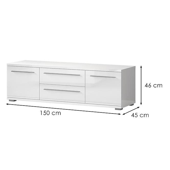 TV stolík Piano TV150-2K2F/PN-70/KA/70 lakované crystal white