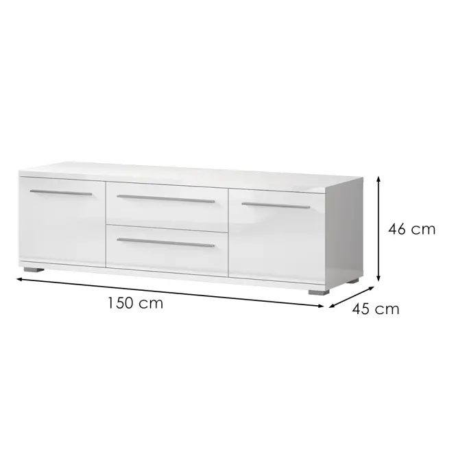 TV stolík Piano TV150-2K2F/PN-70/KA/70 lakované crystal white,2