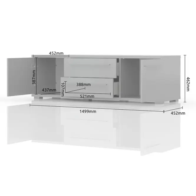 TV stolík Piano TV150-2K2F/PN-70/KA/70 lakované crystal white,3