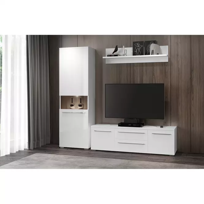 TV stolík Piano TV150-2K2F/PN-70/KA/70 lakované crystal white