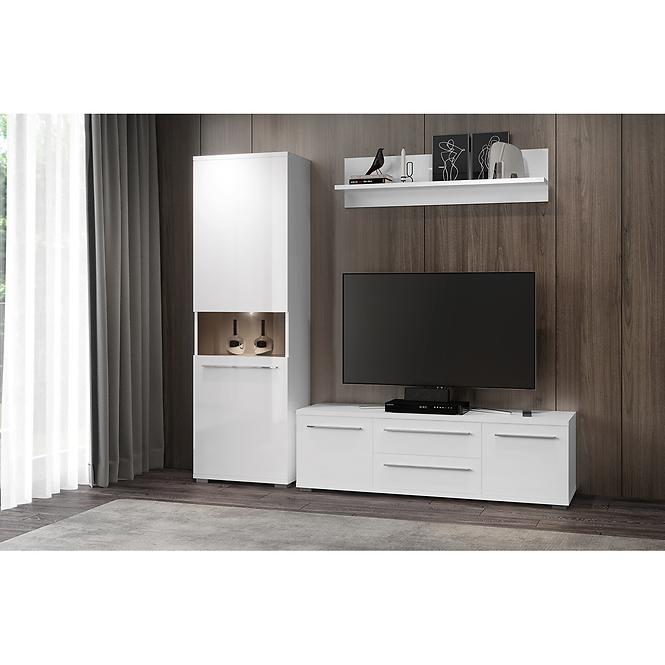 TV stolík Piano TV150-2K2F/PN-70/KA/70 lakované crystal white