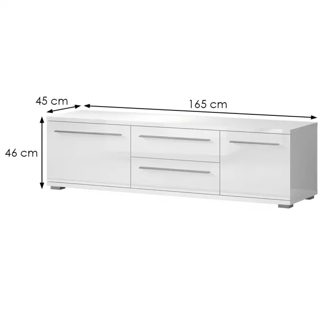TV stolík Piano TV165-2K2F/PN-70/KA/70 lakované crystal white